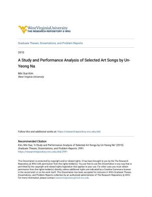 A Study and Performance Analysis of Selected Art Songs by Un-Yeong Na" (2010)
