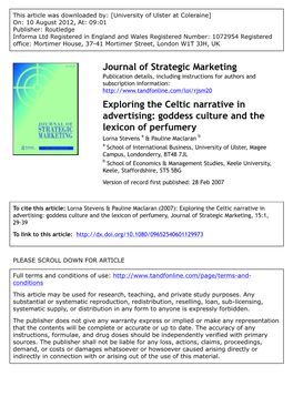Exploring the Celtic Narrative in Advertising: Goddess Culture And