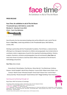 PRESS RELEASE Face Time: an Exhibition in Aid of the Art Room
