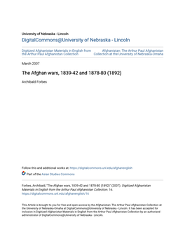 The Afghan Wars, 1839-42 and 1878-80 (1892)