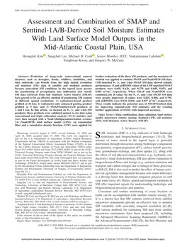 Assessment and Combination of SMAP and Sentinel-1A/B-Derived Soil Moisture Estimates with Land Surface Model Outputs in the Mid-Atlantic Coastal Plain, USA