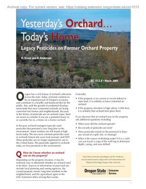 Yesterday's Orchard, Today's Home: Legacy Pesticides on Former