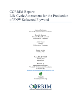 Life Cycle Assessment for the Production of PNW Softwood Plywood