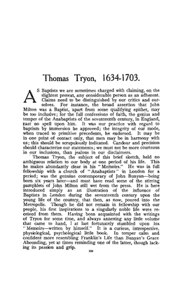 Thomas Tryon, 1634 .. 1703