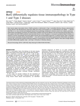 Batf2 Differentially Regulates Tissue Immunopathology in Type 1 and Type 2 Diseases