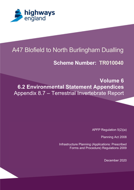 A47 Blofield to North Burlingham Dualling Environmental Statement Appendices
