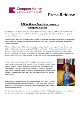 Antiques Roadshow Press Release