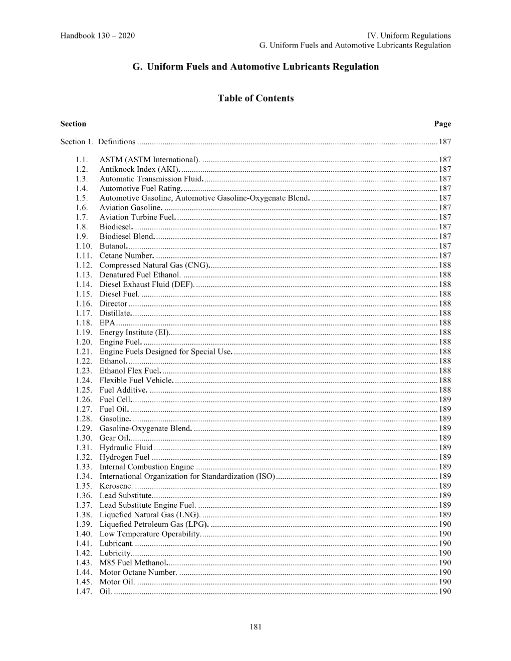 Uniform Fuels and Automotive Lubricants Regulation