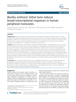 Bacillus Anthracis' Lethal Toxin Induces Broad Transcriptional Responses In