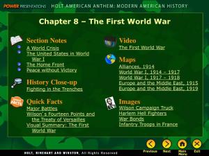Chapter 8 – the First World War