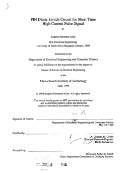 PIN Diode Switch Circuit for Short Time High Current Pulse Signal By