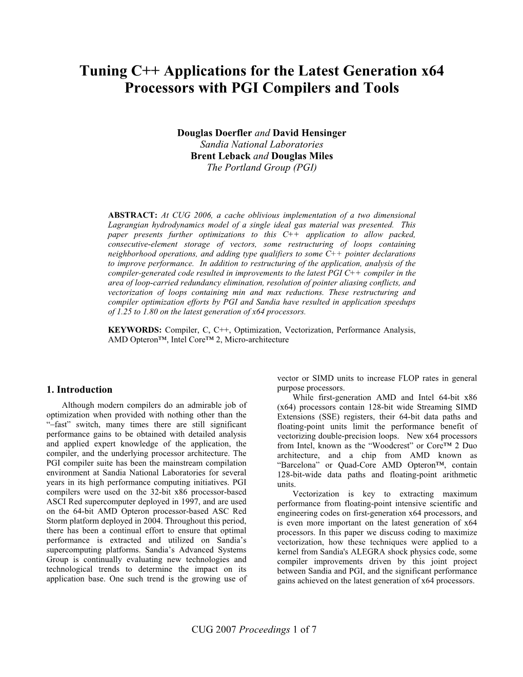 Tuning C++ Applications for the Latest Generation X64 Processors with PGI Compilers and Tools