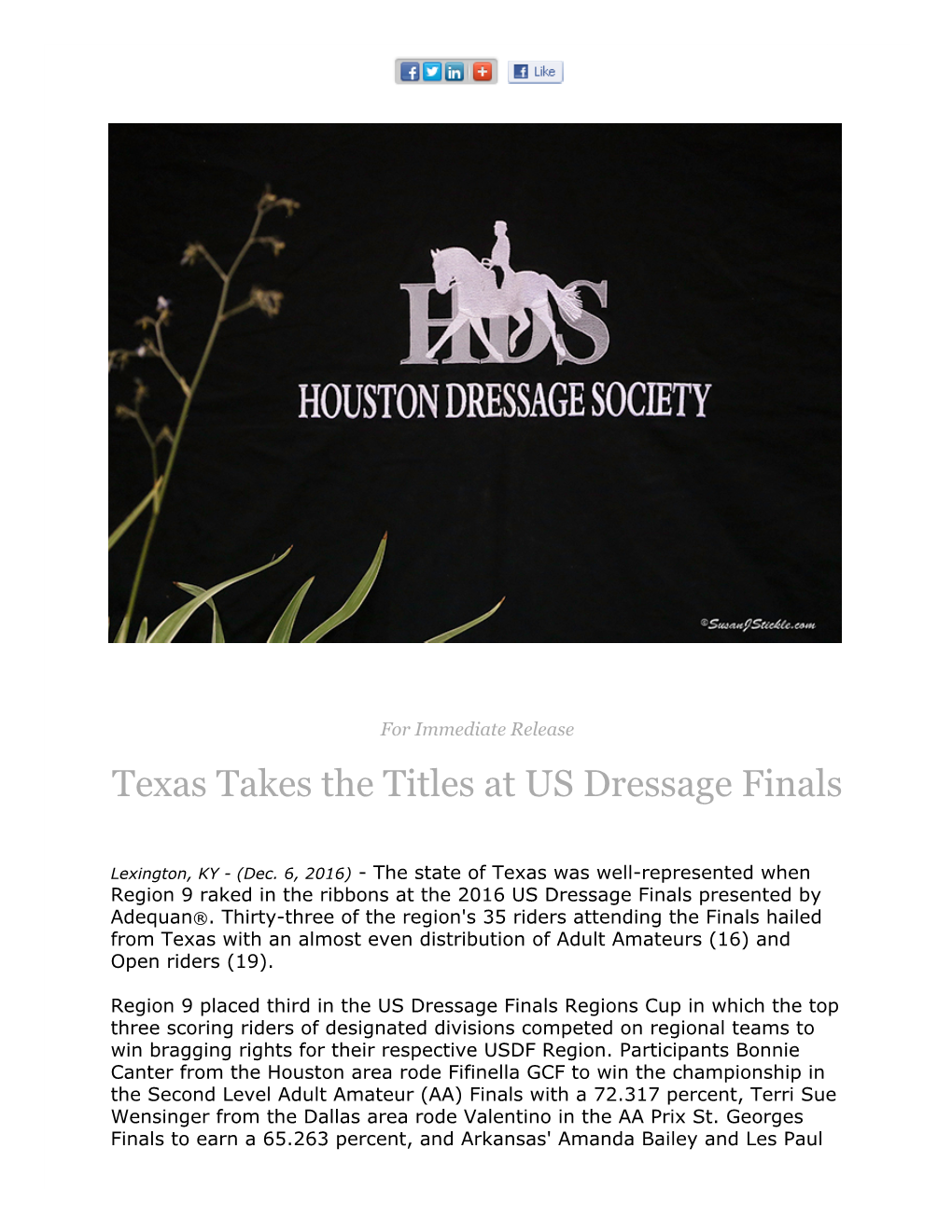 Texas Takes the Titles at US Dressage Finals
