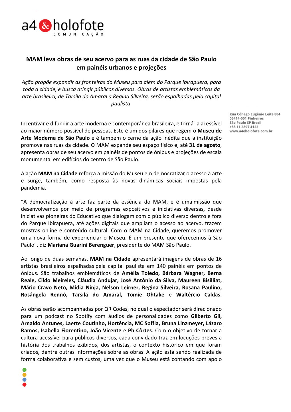 MAM Leva Obras De Seu Acervo Para As Ruas Da Cidade De São Paulo Em Painéis Urbanos E Projeções