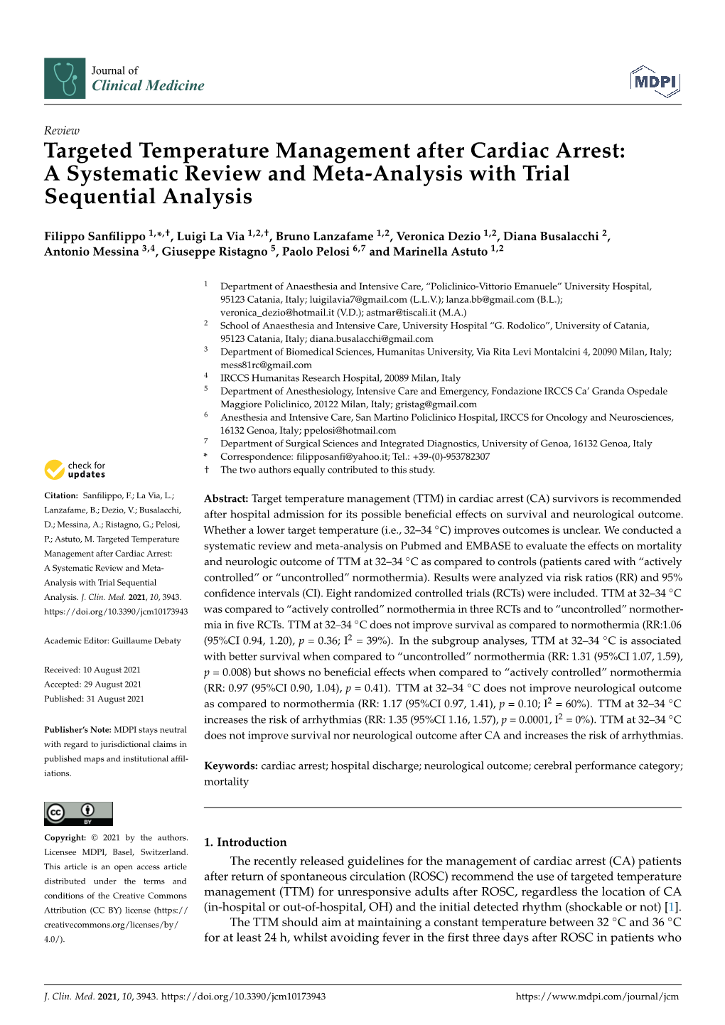 Targeted Temperature Management After Cardiac Arrest: a Systematic Review and Meta-Analysis with Trial Sequential Analysis