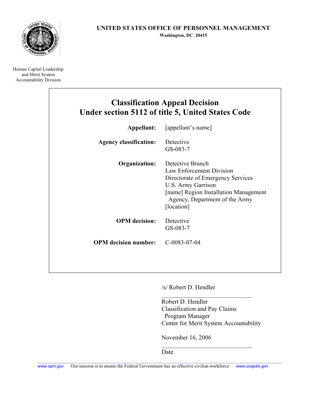 C-0083-07-04, 11/16/06, (PDF File)