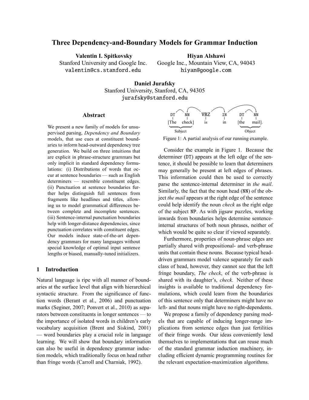 Three Dependency-And-Boundary Models for Grammar Induction