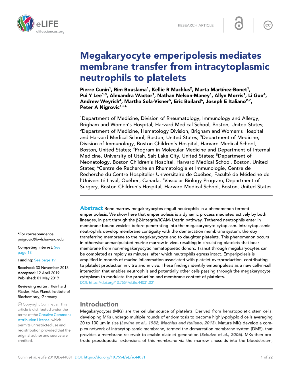 Megakaryocyte Emperipolesis Mediates Membrane Transfer from Intracytoplasmic Neutrophils to Platelets