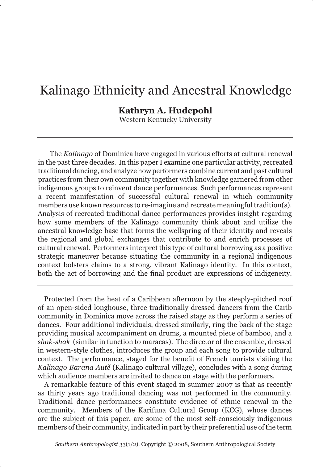 Kalinago Ethnicity and Ancestral Knowledge 1
