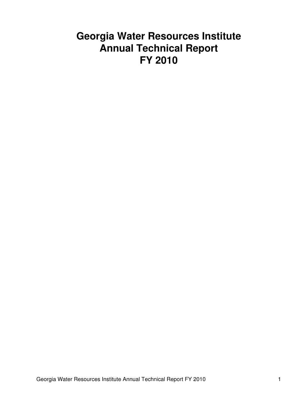 Georgia Water Resources Institute Annual Technical Report FY 2010