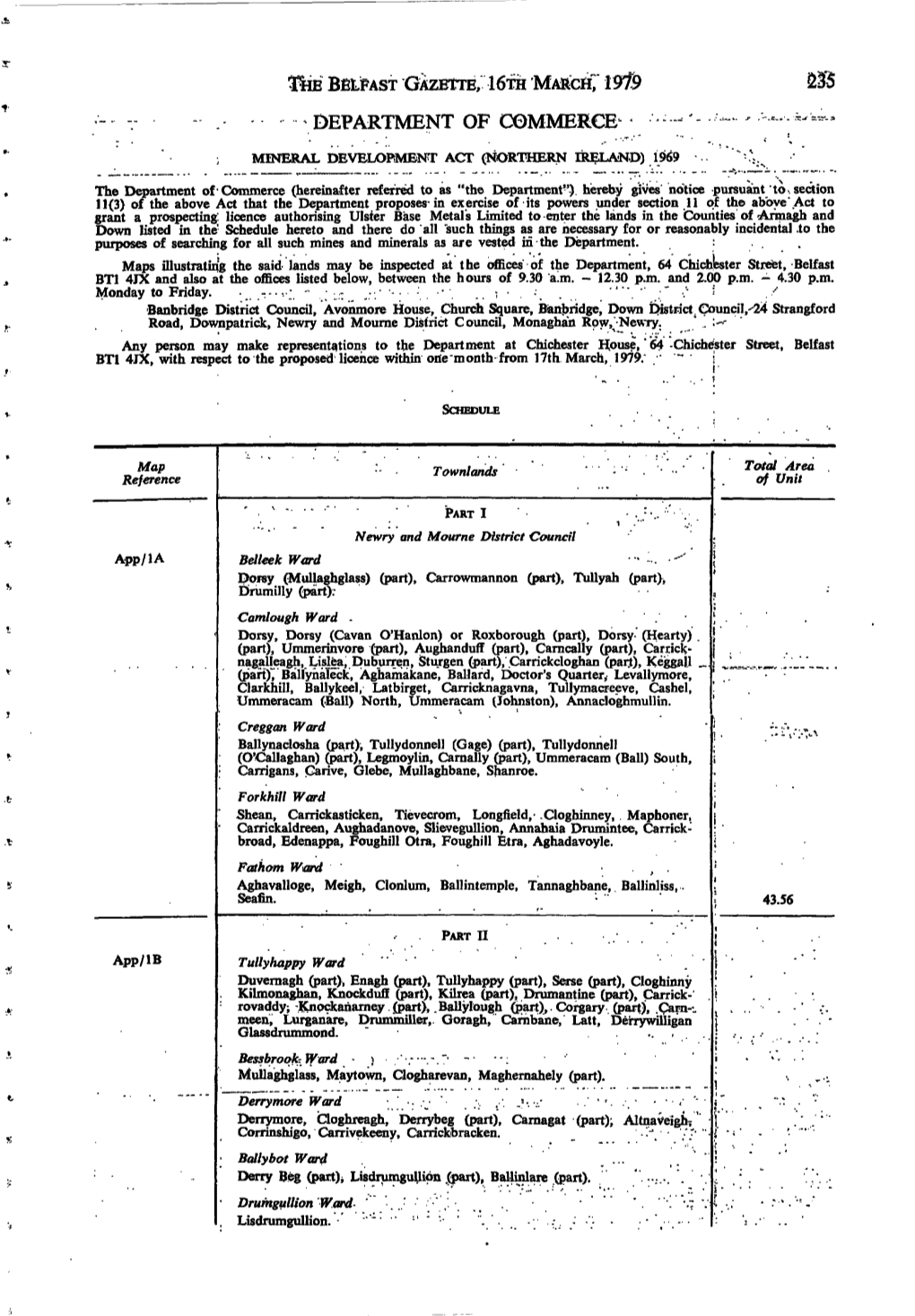 BELFAST GAZETTE/ 16Fh MARCH'; 1979 DEPARTMENT of COMMERCED