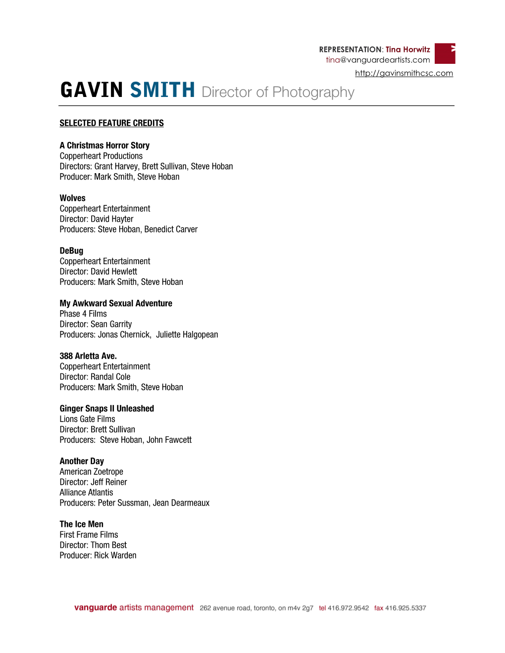 GAVIN SMITH Director of Photography