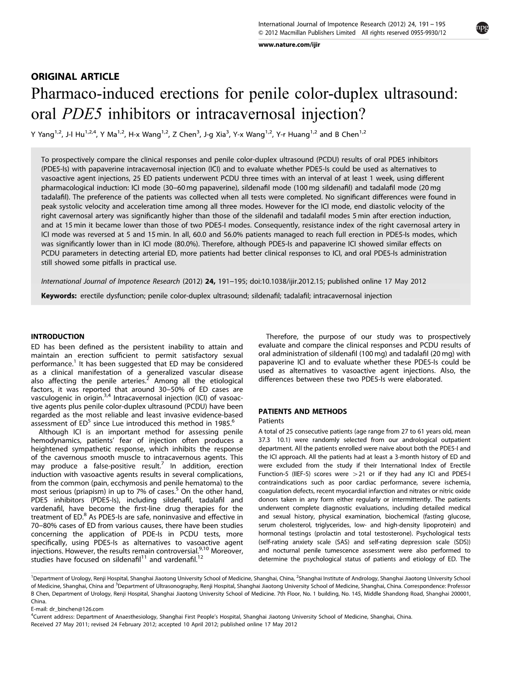 Pharmaco-Induced Erections for Penile Color-Duplex Ultrasound: Oral PDE5 Inhibitors Or Intracavernosal Injection?