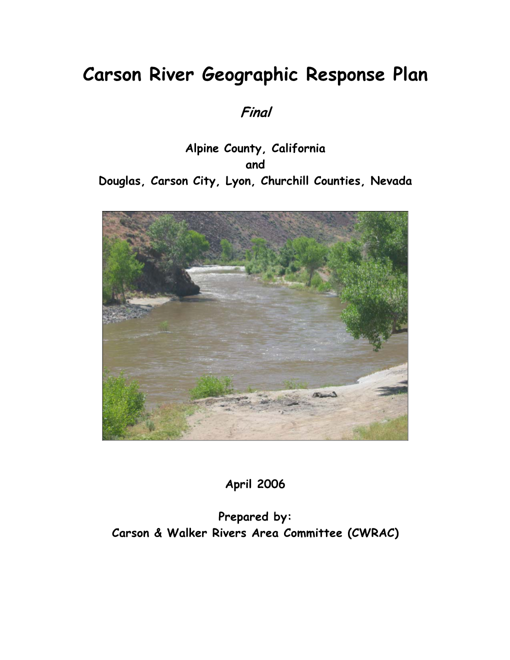 Carson River Geographic Response Plan
