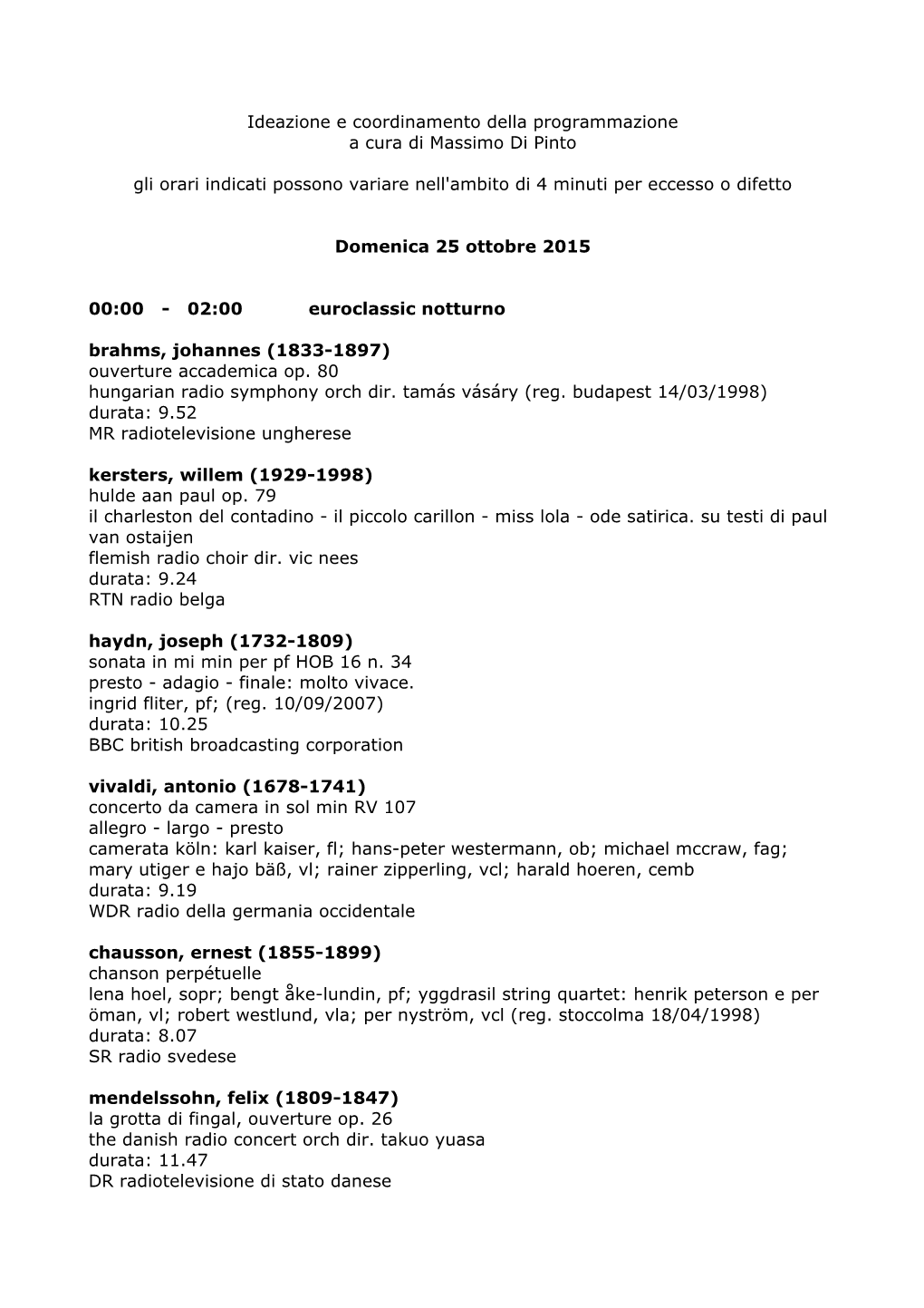 Domenica 25 Ottobre 2015