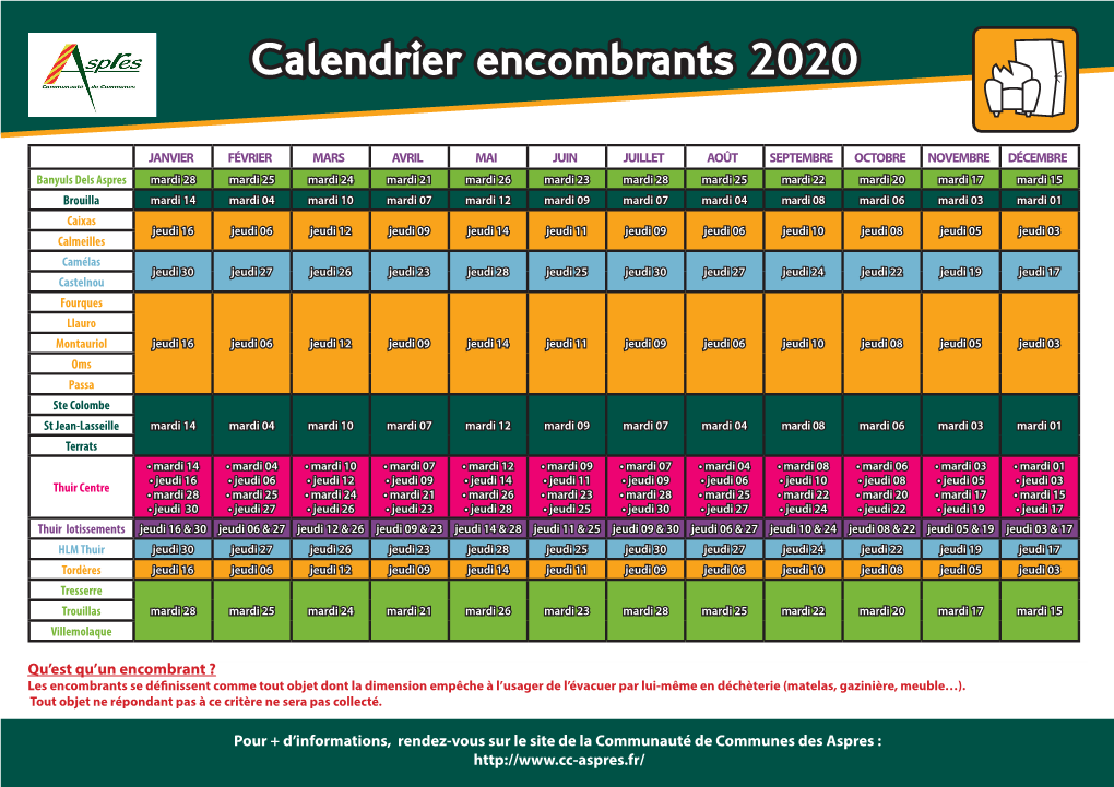 Calendrier Encombrants 2020