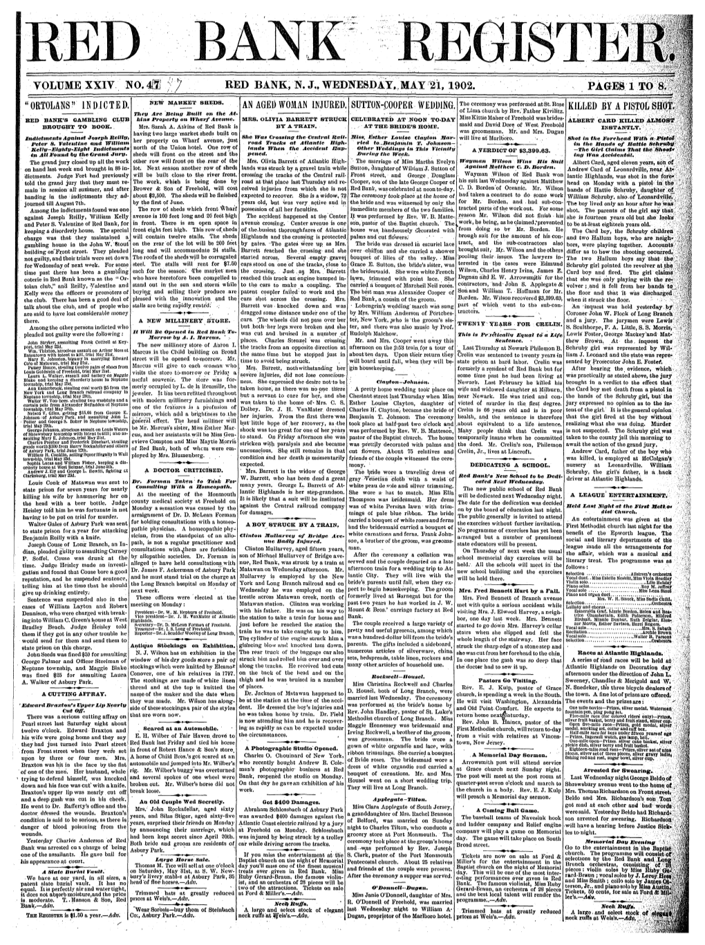 Volume Xxiv .No.4Eb Red Bank, N.J,Wednesday, May 21, 1902