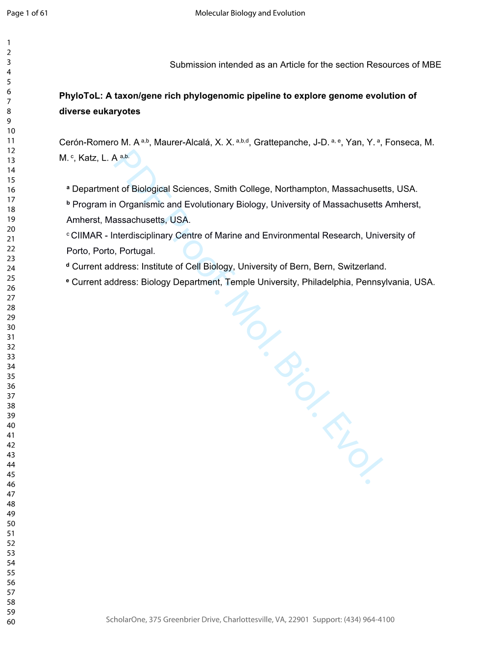 PDF Proof: Mol. Biol. Evol. 14 15 16 17 18 19 20 21 22 23 24 25 26 27 FIG