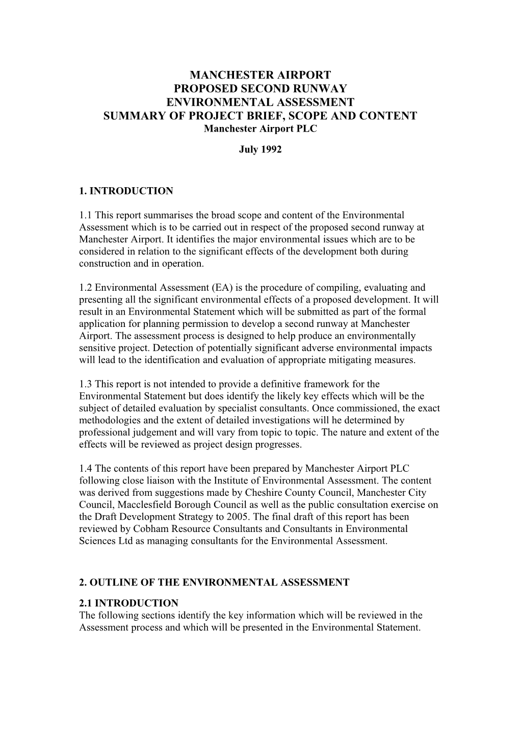 2. Outline of the Environmental Assessment