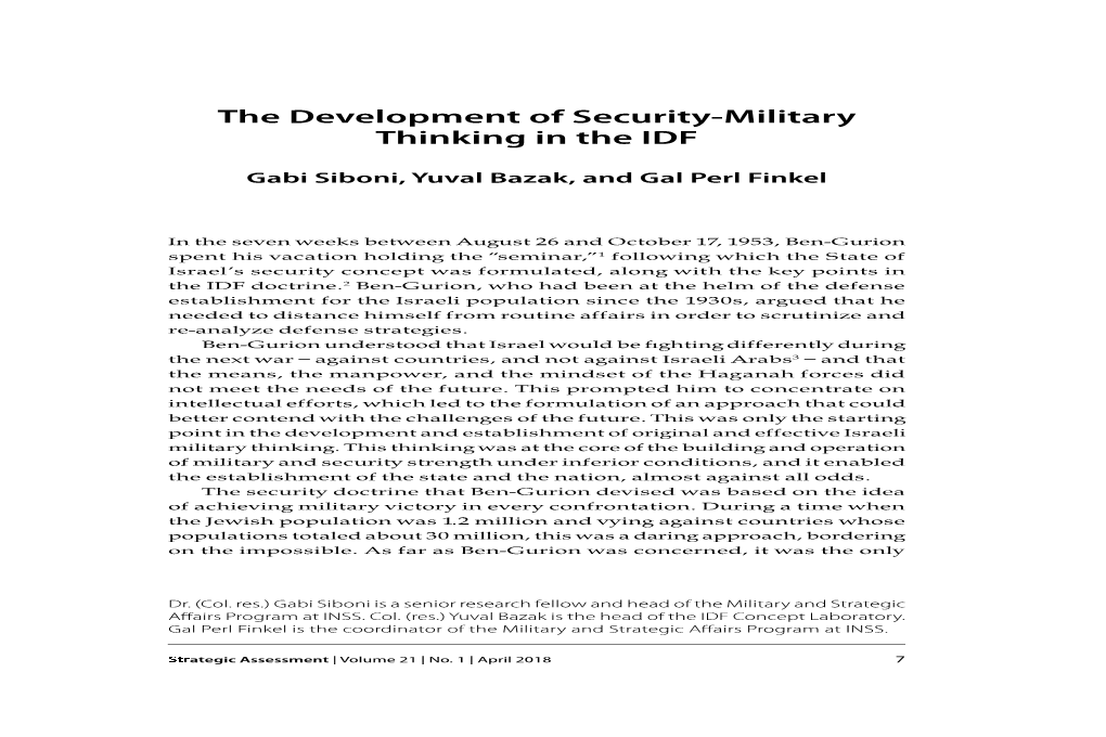 The Development of Security-Military Thinking in The
