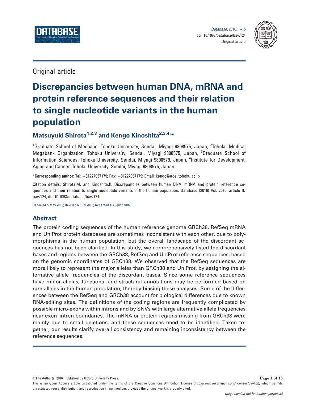 Discrepancies Between Human DNA, Mrna and Protein Reference