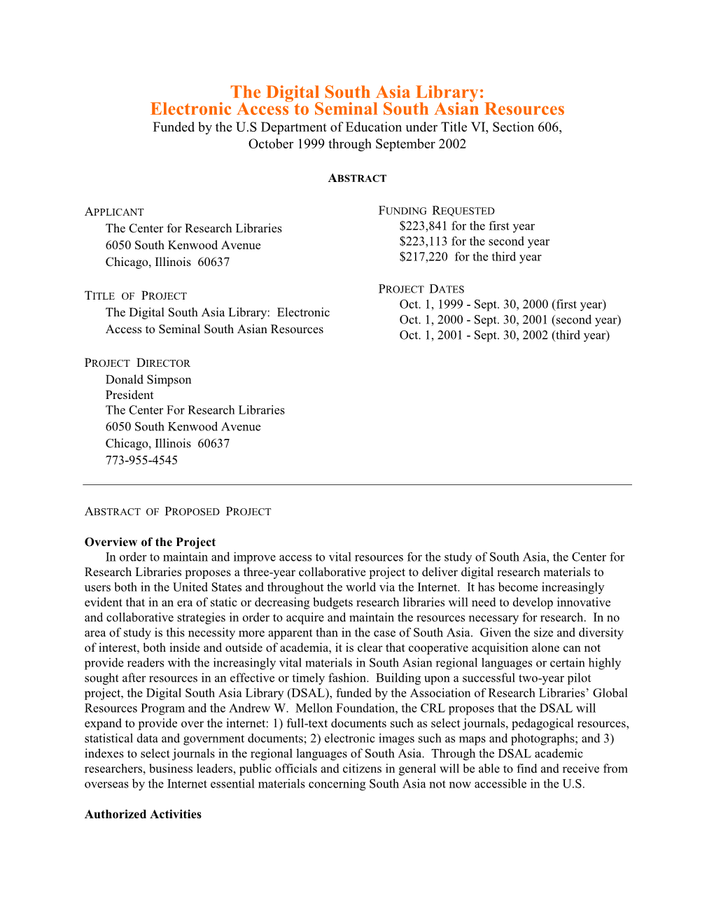 Digital South Asia Library Proposal