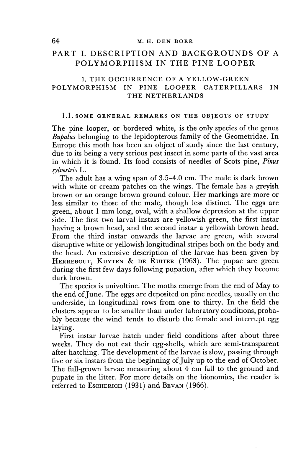 64 Part I. Description and Backgrounds of a Polymorphism in the Pine Looper