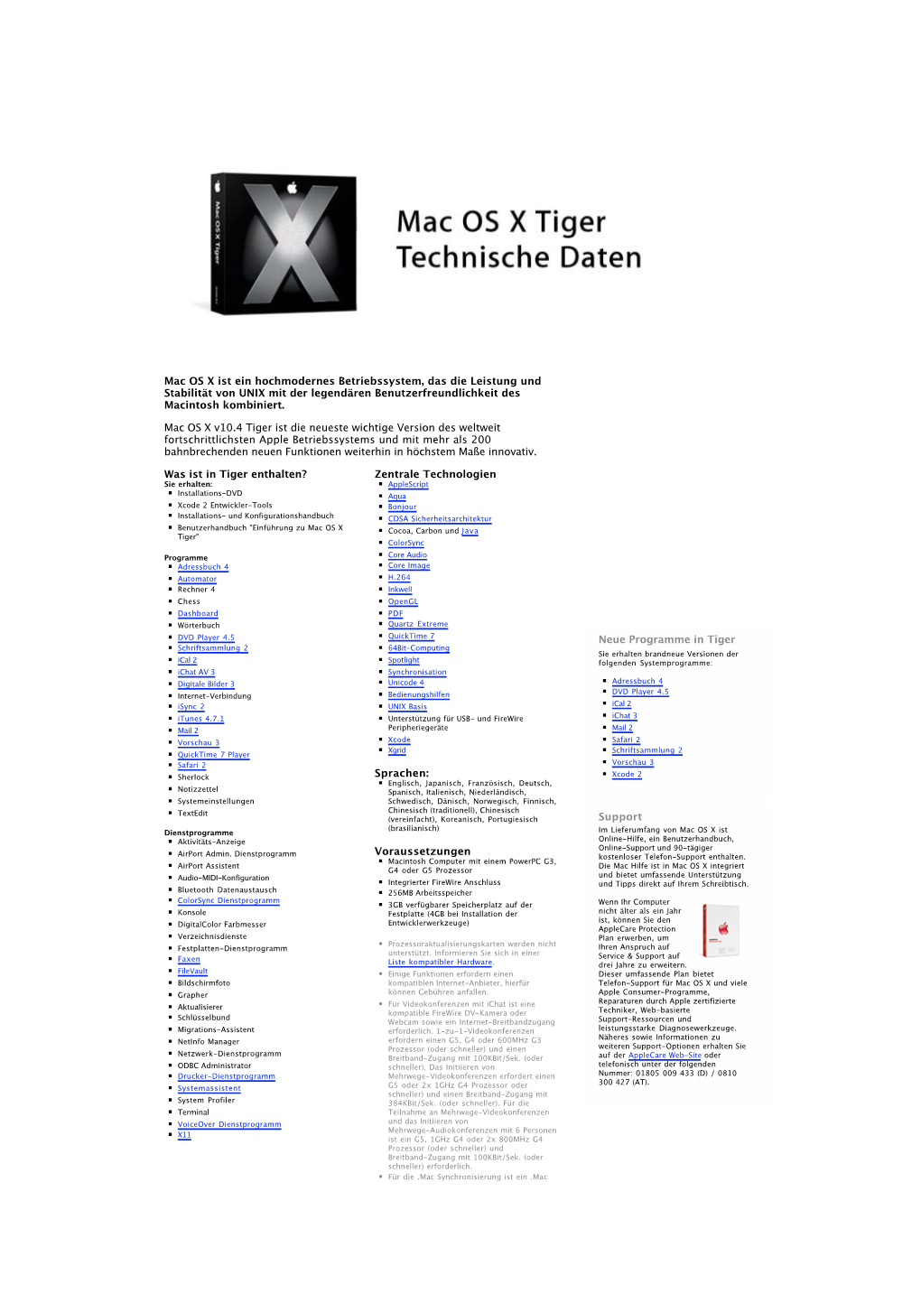 Voraussetzungen Mac OS X Ist Ein Hochmodernes