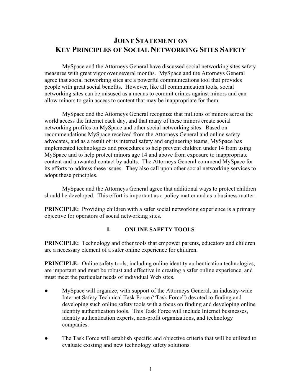 Joint Statement on Key Principles of Social Networking Sites Safety