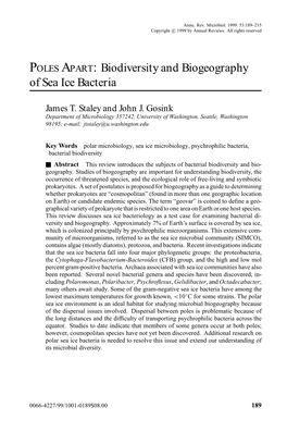 Biodiversity and Biogeography of Sea Ice Bacteria