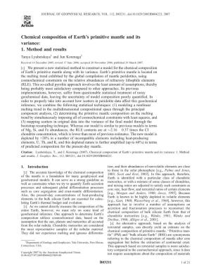 Chemical Composition of Earth's Primitive Mantle and Its Variance