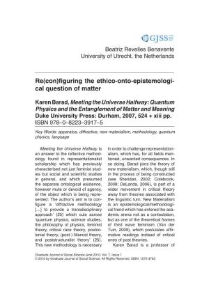 Re(Con)Figuring the Ethico-Onto-Epistemological