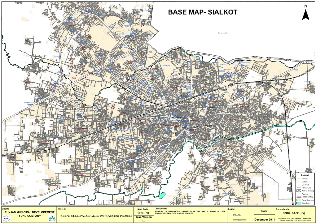 PUNJAB MUNICIPAL SERVICES IMPROVEMENT PROJECT Map Version 050 100 200 300 400 10 Allauddin Road Saint John Park, Lahore Cantt