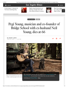Pegi Young, Musician and Co-Founder of Bridge School with Ex-Husband Neil Young, Dies at 66 - Los Angeles Times