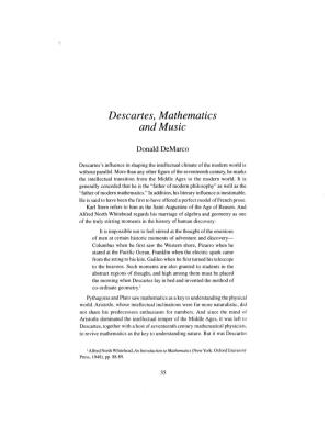 Descartes, Mathematics and Music