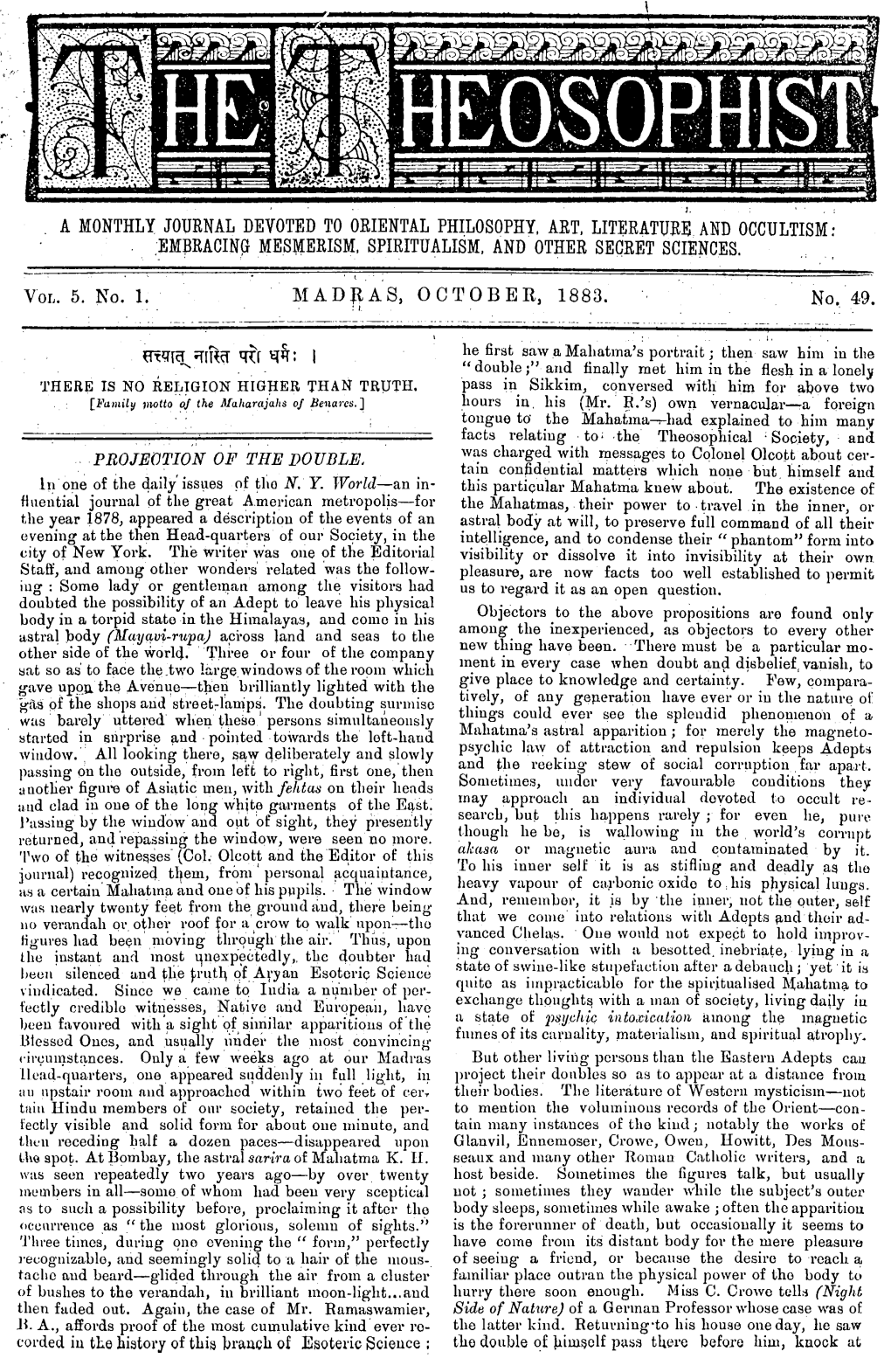 Theosophist V5 N49 October 1883