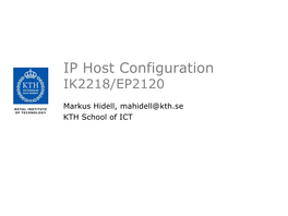 IP Host Configuration IK2218/EP2120