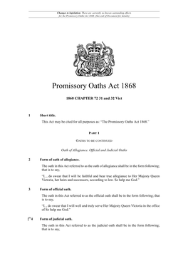 Promissory Oaths Act 1868