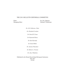 The 2011 Bulletin Editorial Committee