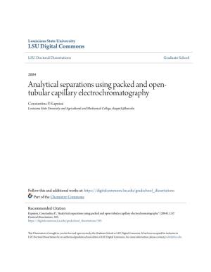 Analytical Separations Using Packed and Open-Tubular Capillary Electrochromatography" (2004)